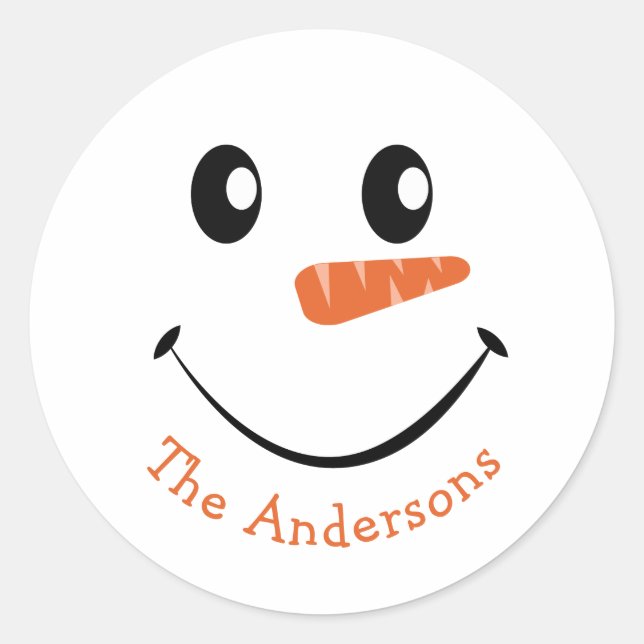 Sticker Rond Snowman souriant personnalisé (Devant)