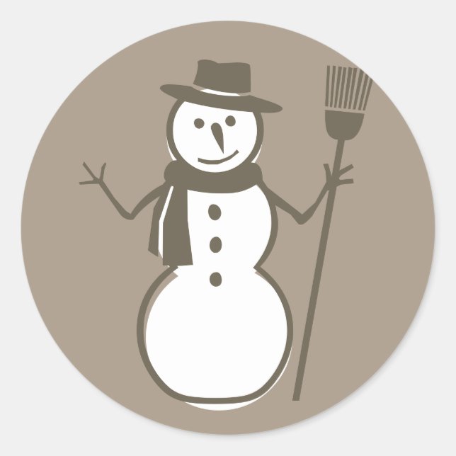 Sticker Rond Snowman, Taupe (Devant)