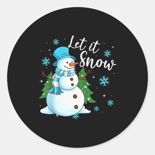 Sticker Rond Snowmen Let It Snow Christmas Funny Family Matchin (Devant)