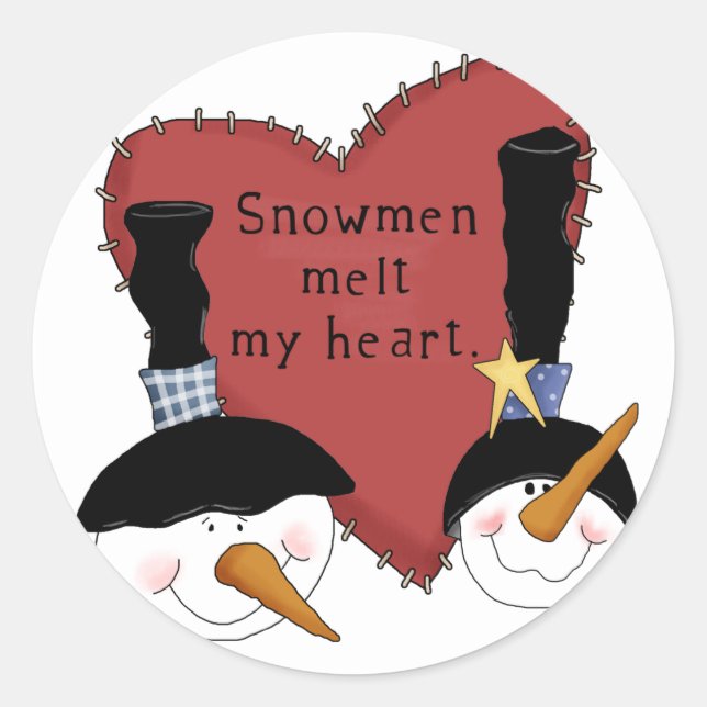 Sticker Rond Snowmen Melt My Heart Tshirts et cadeaux (Devant)
