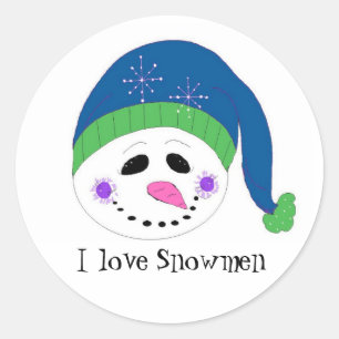 Sticker Rond Snowmen souriant