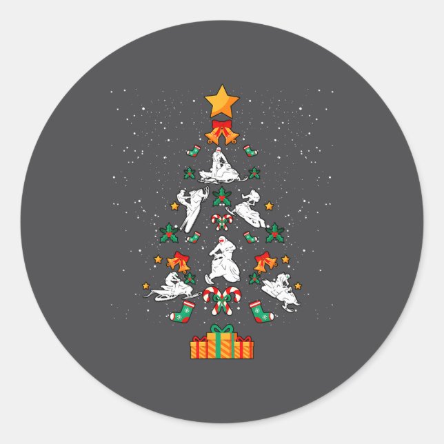 Sticker Rond Snowmobile Snowmobiling Christmas Tree Xmas  (Devant)