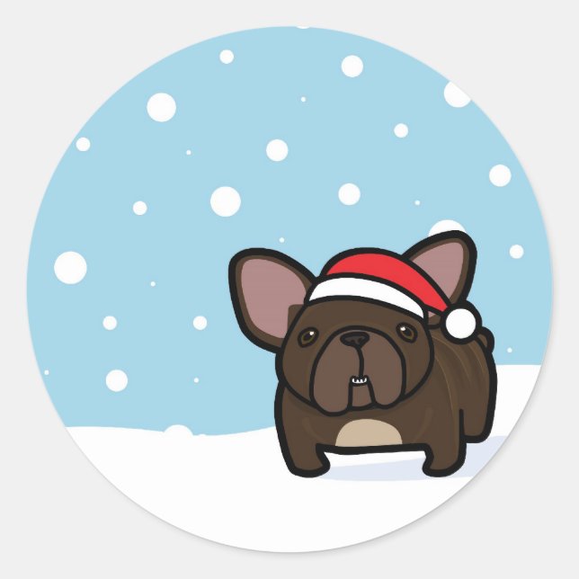 Sticker Rond Snowy Brindle Frenchie (Devant)
