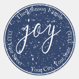 Sticker Rond Snowy Navy Holiday Adresse de retour Enveloppe Sce