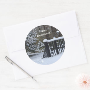 Sticker Rond Snowy Winter Wonderland Empreintes