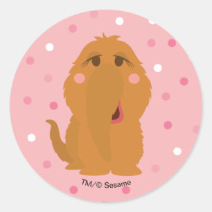 Sticker Rond Snuffleupagus Pink Polka Motif