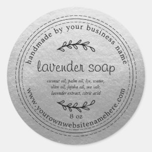 Sticker Rond Soap Lavande Rustique Fait À La Main Argent