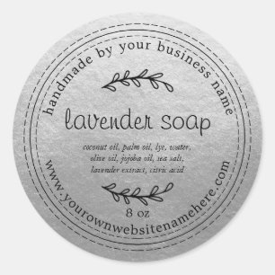 Sticker Rond Soap Lavande Rustique Fait À La Main Argent