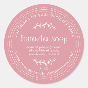 Sticker Rond Soap Lavande Rustique Fait À La Main Dusty Rose Ro
