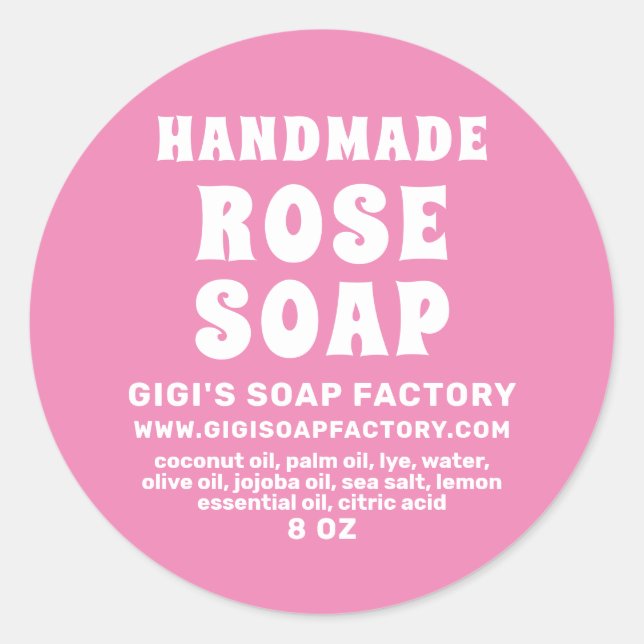 Sticker Rond Soap rose Rose artisanal moderne (Devant)