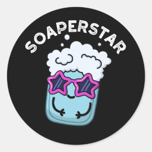 Sticker Rond Soaperstar Funny Soap Pun Dark BG