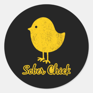 Sticker Rond Sober Chick Sobriété