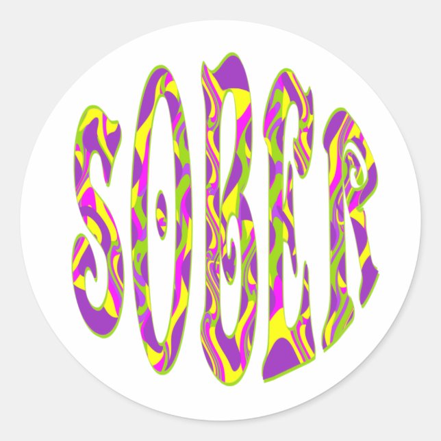 Sticker Rond SOBER Retro 60's Art Psychedelic (Devant)