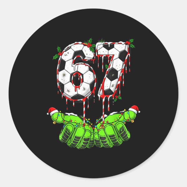 Sticker Rond Soccer 67 Six Seven Funny Gen Alpha Meme Drip Chri (Devant)