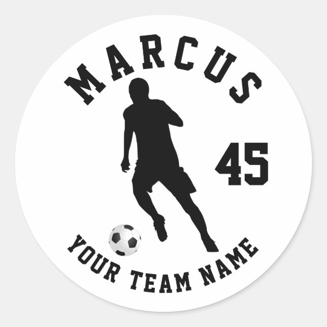 Sticker Rond Soccer Ball Football Player Nom de l'équipe Numéro (Devant)