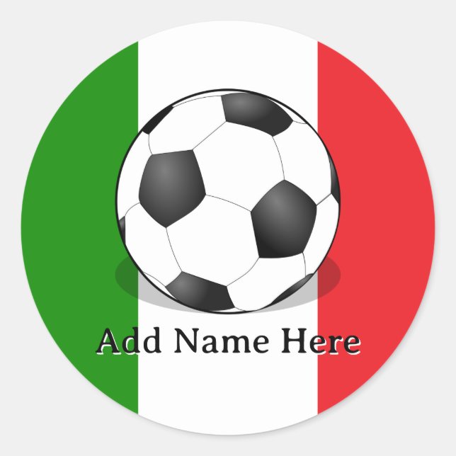 Sticker Rond Soccer Ball on Green White and Red Background (Devant)
