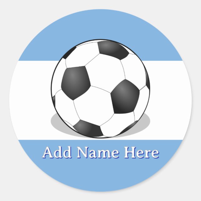 Sticker Rond Soccer Ball on Light Blue and White Background (Devant)