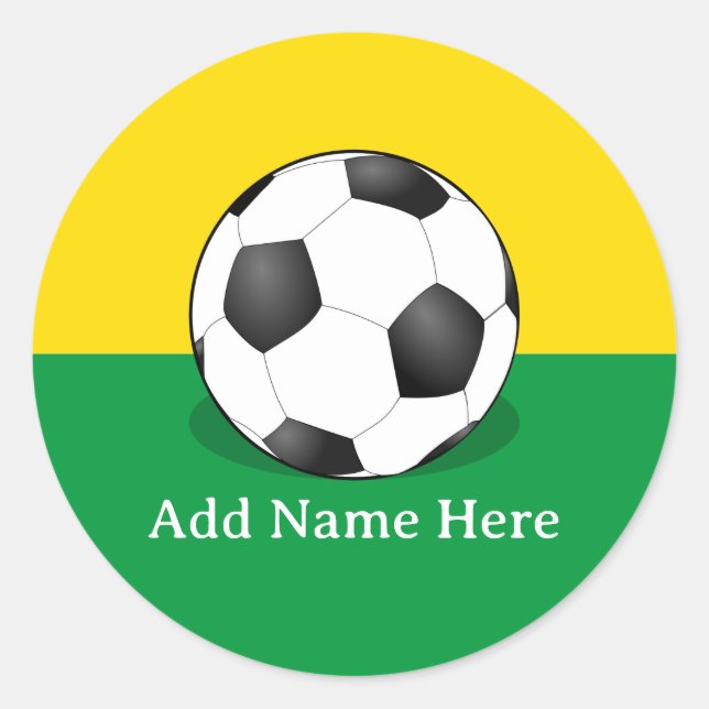 Sticker Rond Soccer Ball on Yellow and Green Background (Devant)