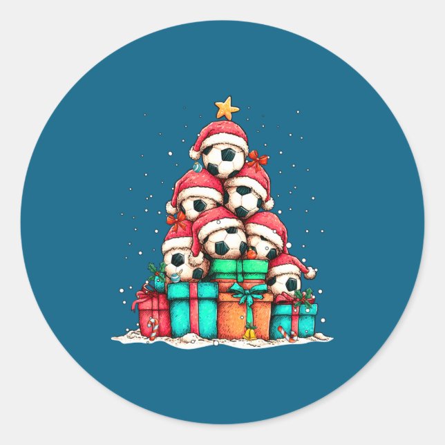 Sticker Rond Soccer Ball Player Le Christmas Tree Xmas Long Sle (Devant)