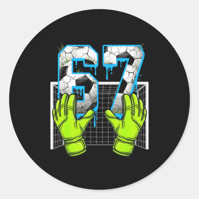 Sticker Rond Soccer Drip 67 Six Seven Funny Gen Alpha Meme Desi (Devant)