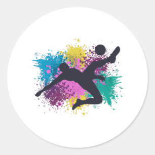 Sticker Rond Soccer Grungy Couleur Splashes