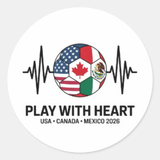Sticker Rond Soccer Heartbeat USA Canada Mexico 2026