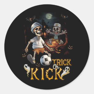 Sticker Rond Soccer Lecteur Squelette Halloween Trick Ou Kick T