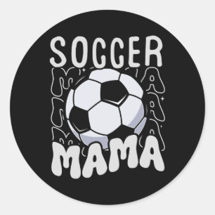 Sticker Rond Soccer Mama Super Retro Soccer Maman Fête des mère