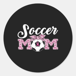 Sticker Rond Soccer Maman Breast Cancer Awareness Rose Ribbon L
