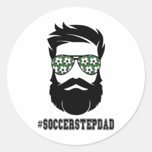 Sticker Rond Soccer Stepdad Avec Beard Step Papa Step Père Ste