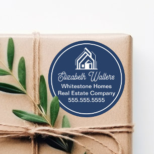 Sticker Rond Société immobilière bleu marine Realtor personnali