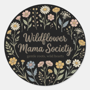 Sticker Rond Société Maman Fleur Sauvage Esthétique Jardin Esth
