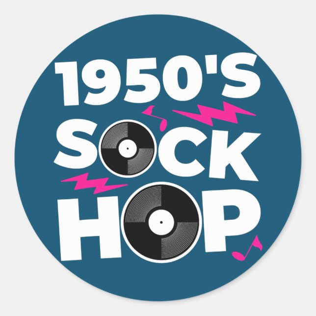Sticker Rond Sock Hop 50's Dance Party 1950 (Devant)