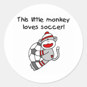 Sticker Rond Sock Monkey Aime Le Football