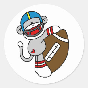 Sticker Rond Sock Monkey Football