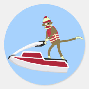 Sticker Rond Sock Monkey Jetski