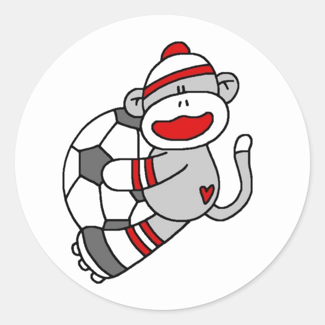 Sticker Rond Sock Monkey Soccer (Devant)
