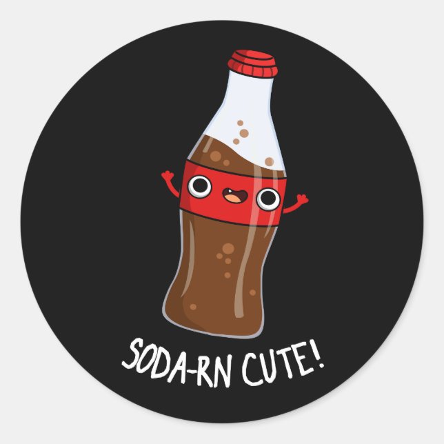 Sticker Rond Soda-rn Cute Funny Soda Pun Dark BG (Devant)