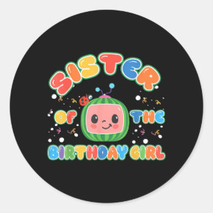 Sticker Rond Sœur de la fille qui fête son anniversaire Funny M