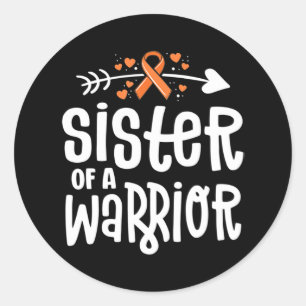 Sticker Rond Soeur D'Un Guerrier Orange Famille Leucémie Cancer