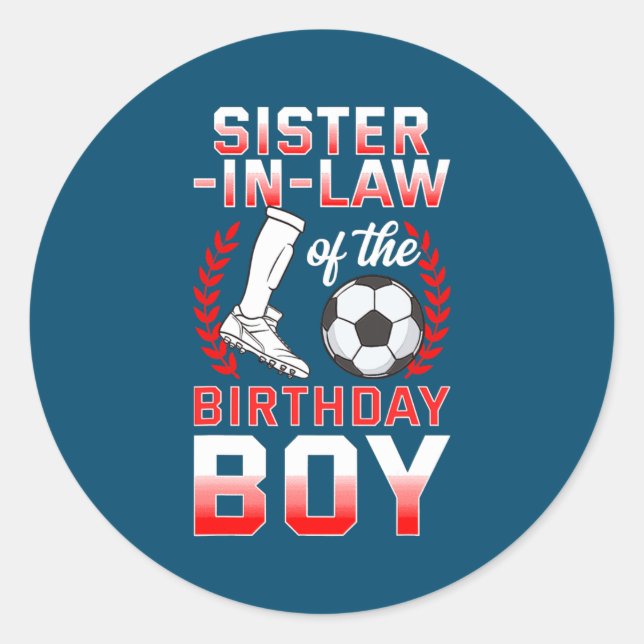 Sticker Rond Soeur en droit de l'anniversaire Joueur de footbal (Devant)