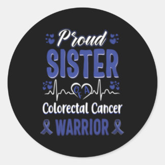 Sticker Rond Soeur Fière Colorectal Cancer du côlon Guerrier Aw
