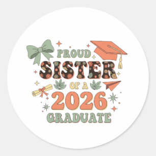 Sticker Rond Sœur fière de terminale 2026 d'un membre de la fam