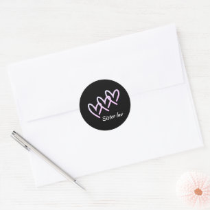 Sticker Rond Soeurs Amour Coeur Noir