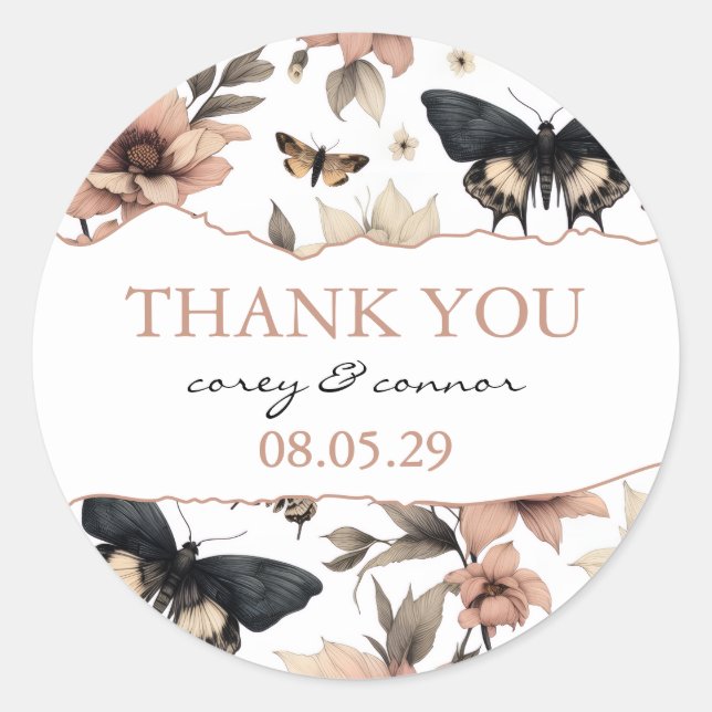 Sticker Rond Soft Floral Butterflies (Devant)