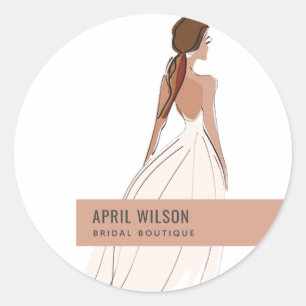 STICKER ROND SOFT IVORY BLANC RUST MARIAGE GOWN BRIDAL BOUTIQUE