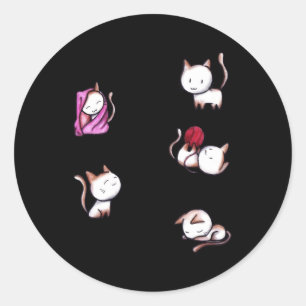 Sticker Rond Soft Kitty Chaud Kitty Petit Boule De Fourrure Joy