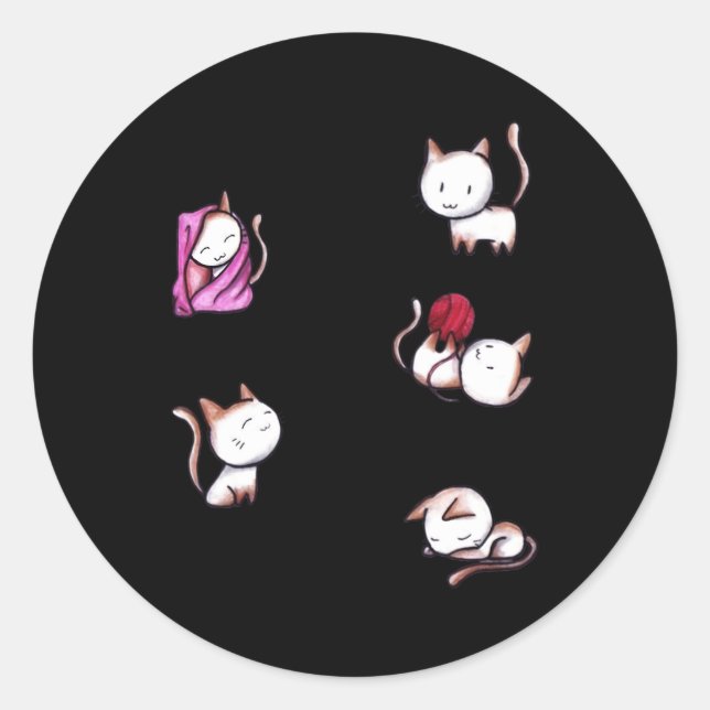 Sticker Rond Soft Kitty Chaud Kitty Petit Boule De Fourrure Joy (Devant)