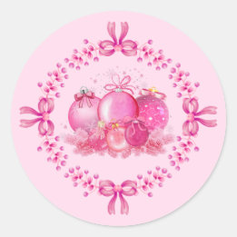Sticker Rond Soft Pink Ornament Holiday Collection