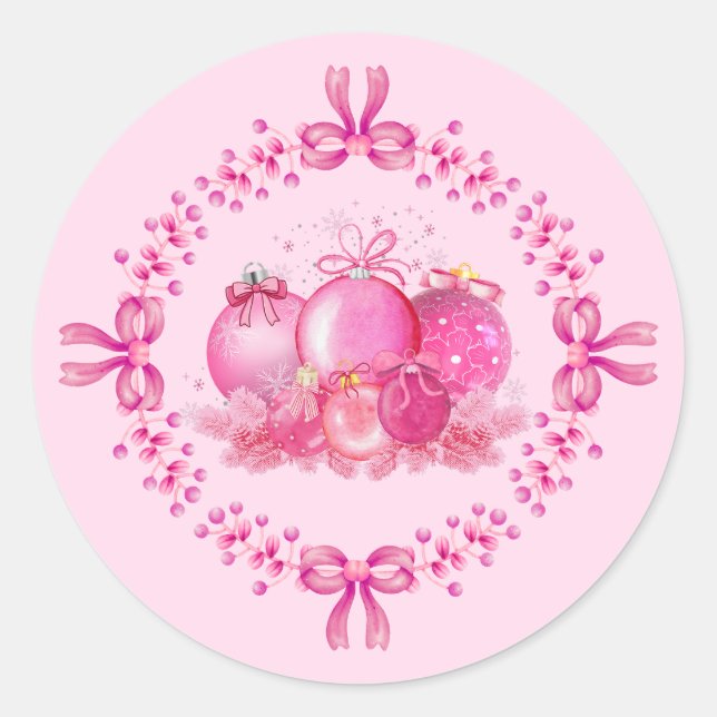 Sticker Rond Soft Pink Ornament Holiday Collection (Devant)